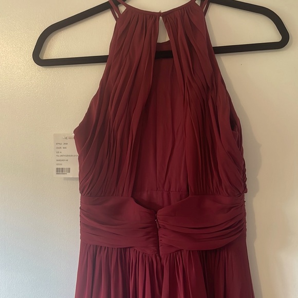 NWT Dessy Group Burgundy High Neck Floor Length Chiffon Gown (Style # 2918) - Picture 4 of 7